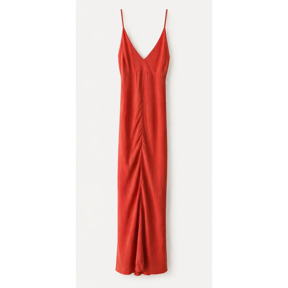 Reformation Red Orange Maxi Dress Size 4 Crepe Slip Strappy Back V Neck